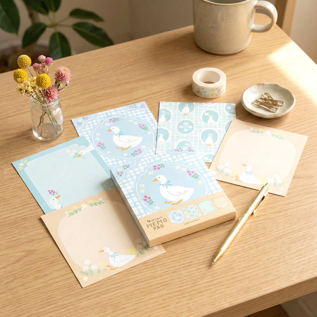 Furukawashiko 4 Designs Memo Pad - Limited Spring Edition - Duckling