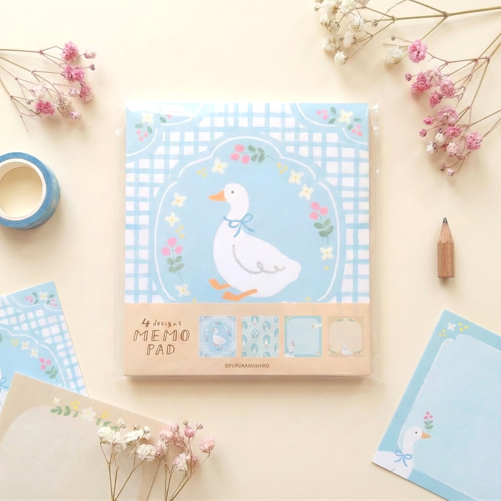 Furukawashiko 4 Designs Memo Pad - Limited Spring Edition - Duckling