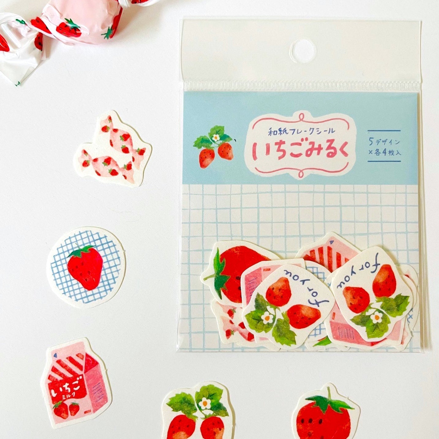 Furukawashiko Flake Stickers - Strawberries
