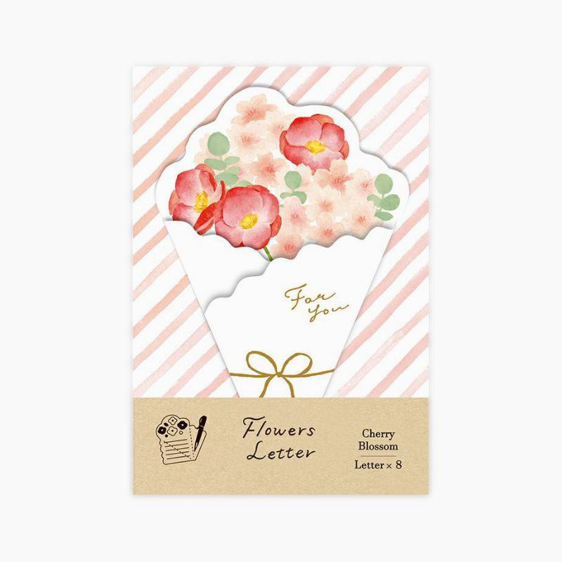 Furukawashiko Flower Bouquet Greeting Card - Cherry Blossom - Set Of 8