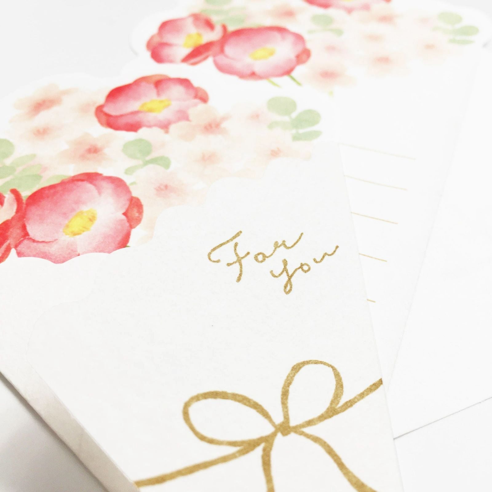 Furukawashiko Flower Bouquet Greeting Card - Cherry Blossom - Set Of 8