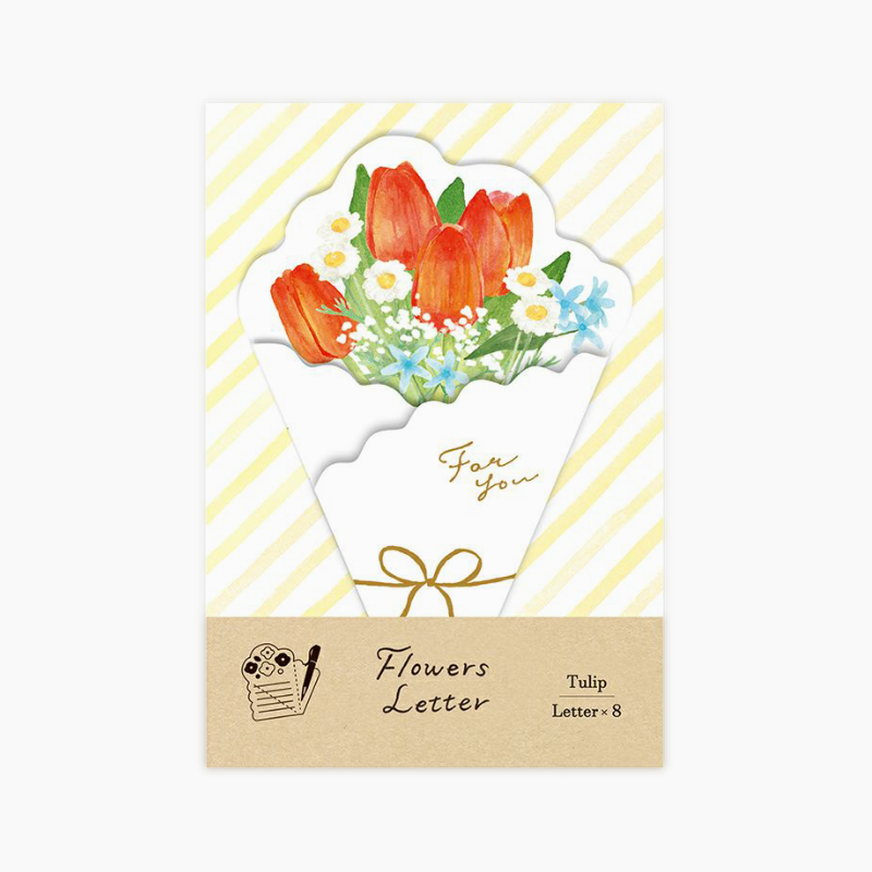 Furukawashiko Flower Bouquet Greeting Card - Tulips - Set Of 8