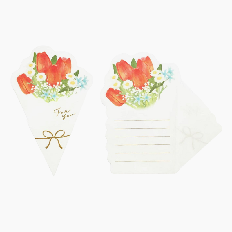 Furukawashiko Flower Bouquet Greeting Card - Tulips - Set Of 8