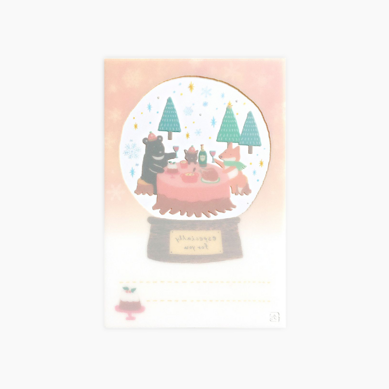 Furukawashiko Snow Globe Christmas Message Card - Forest Animals - Limited Edition