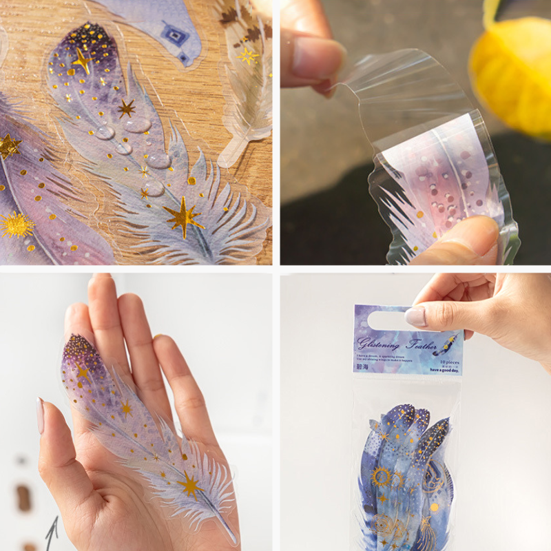 Glistening Feather Stickers