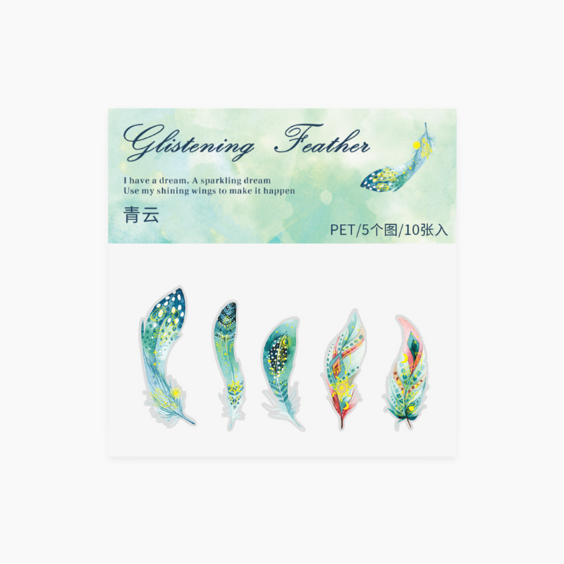 Glistening Feather Stickers