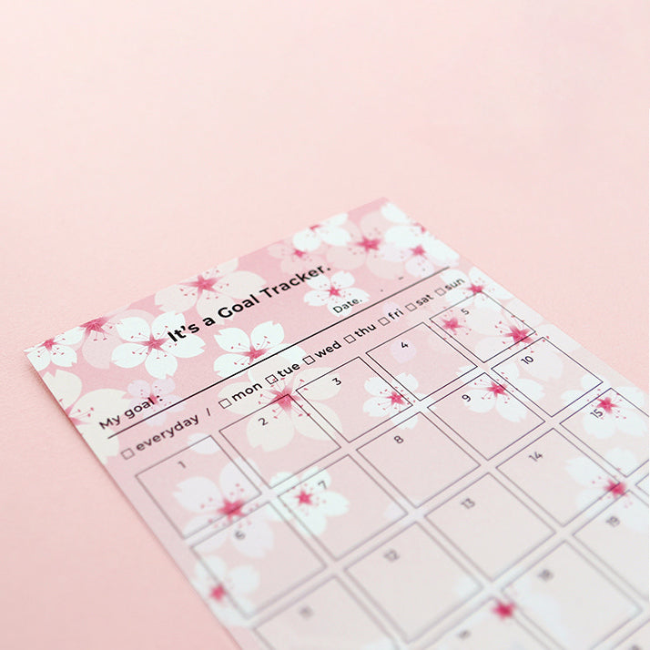 Paperian Cherry Blossom 30 Days Goal Tracker - 12 Sheets