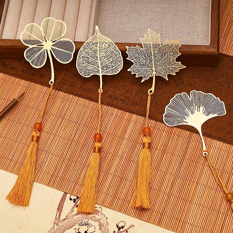 Golden Autumn Leaf Bookmark