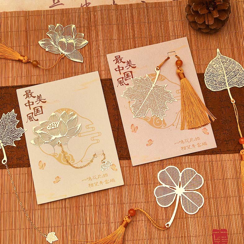 Golden Autumn Leaf Bookmark
