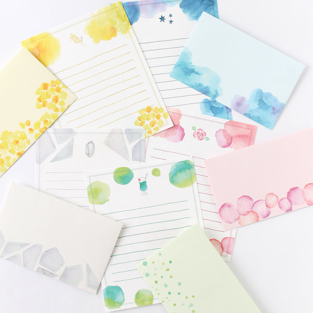 Green Flash Watercolor Letter Set - Blossom