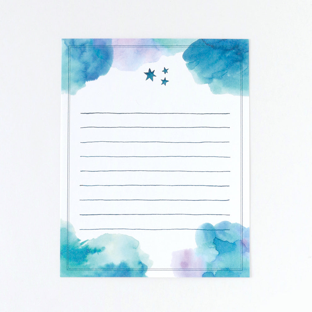 Green Flash Watercolor Letter Set - Starry Night