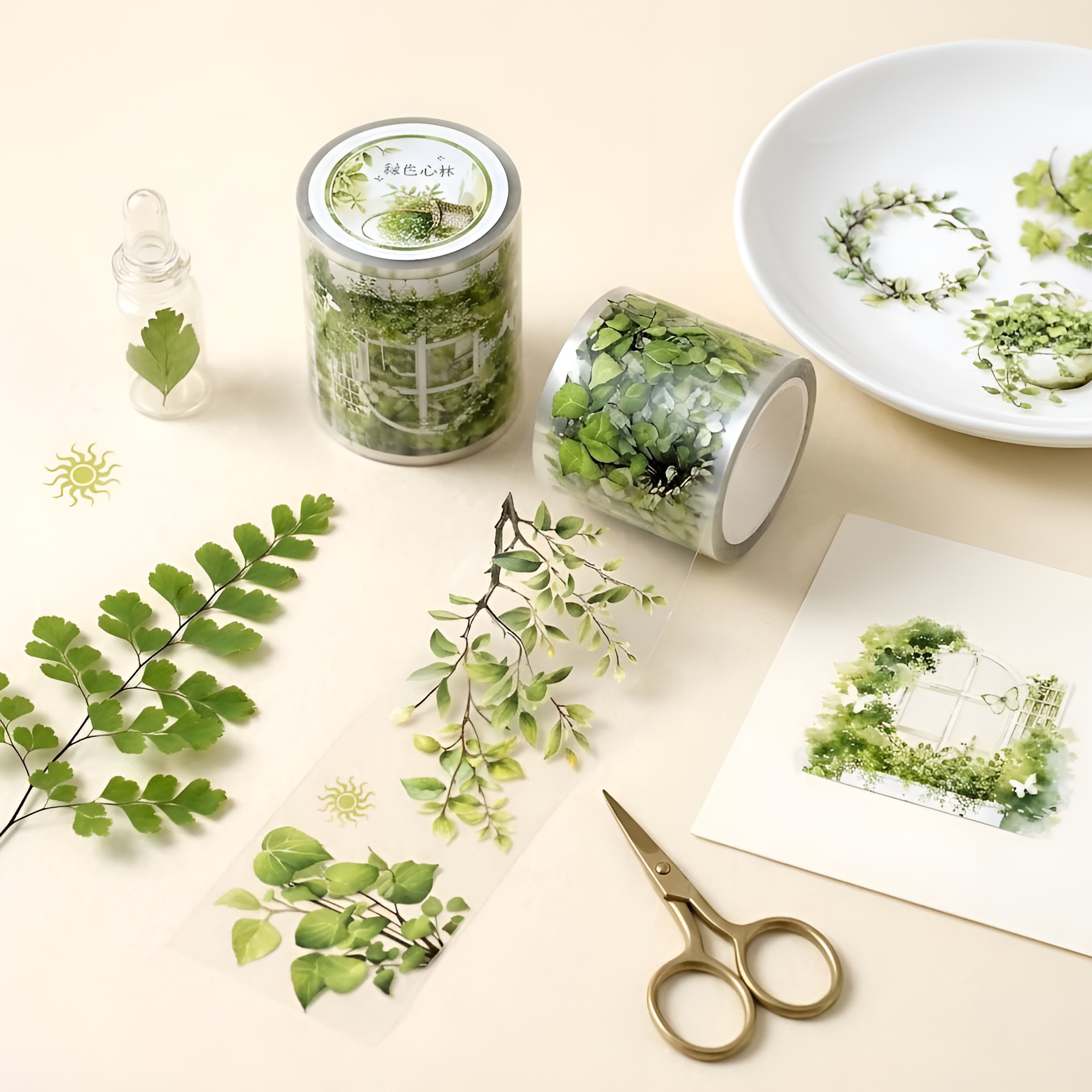 Greenery Garland Clear Masking Tape - Extra Wide
