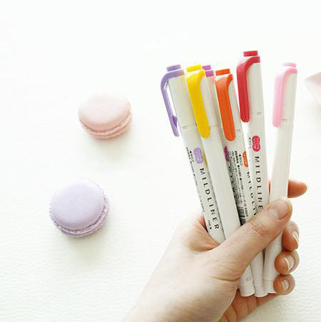 Zebra Mildliner Double Sided Highlighters - 5 Pastel Color Set