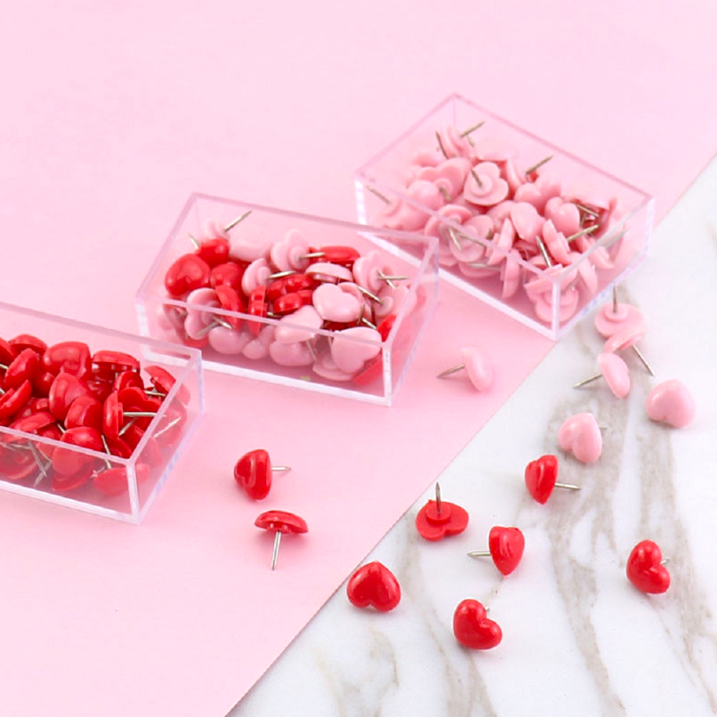 Heart Shaped Push Pins (50 Pcs)