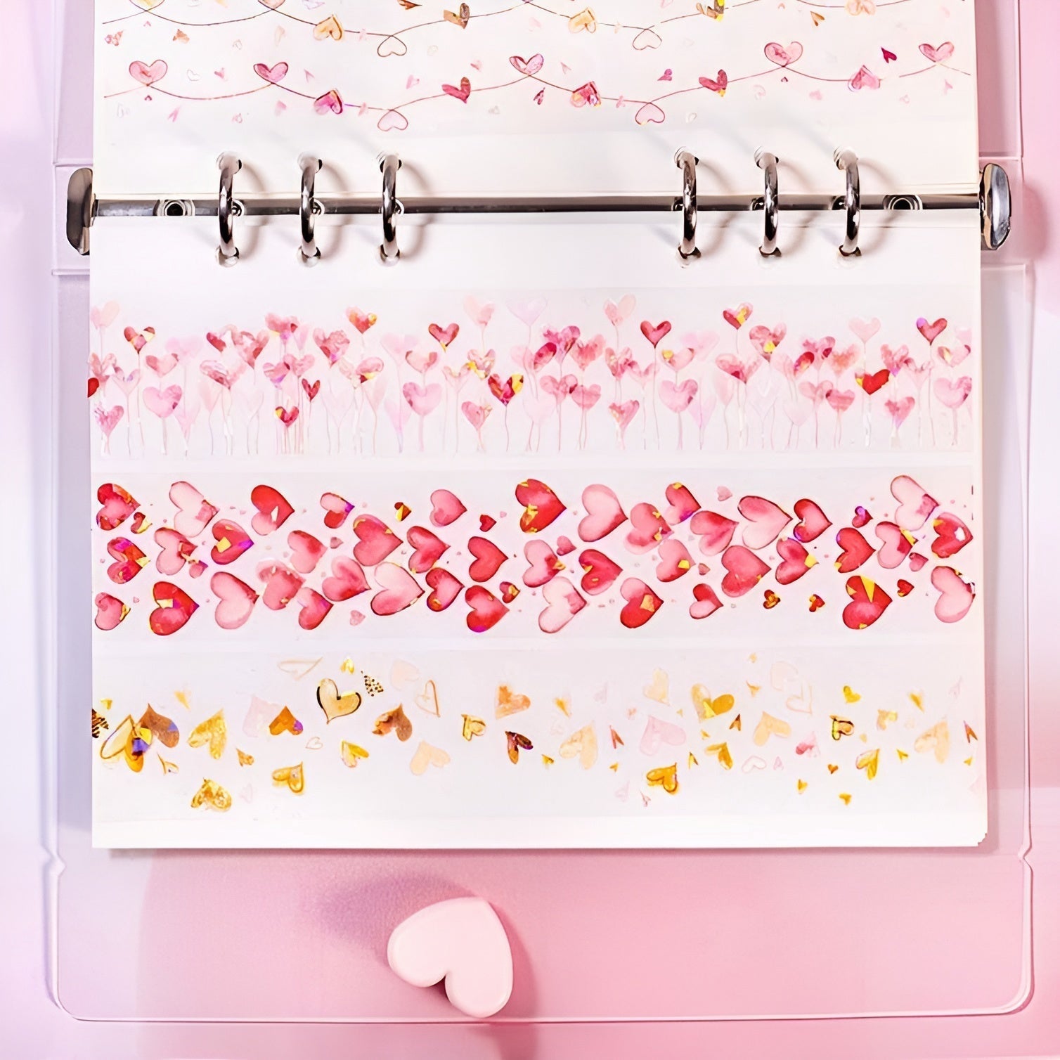 Holo Hearts Clear Masking Tapes