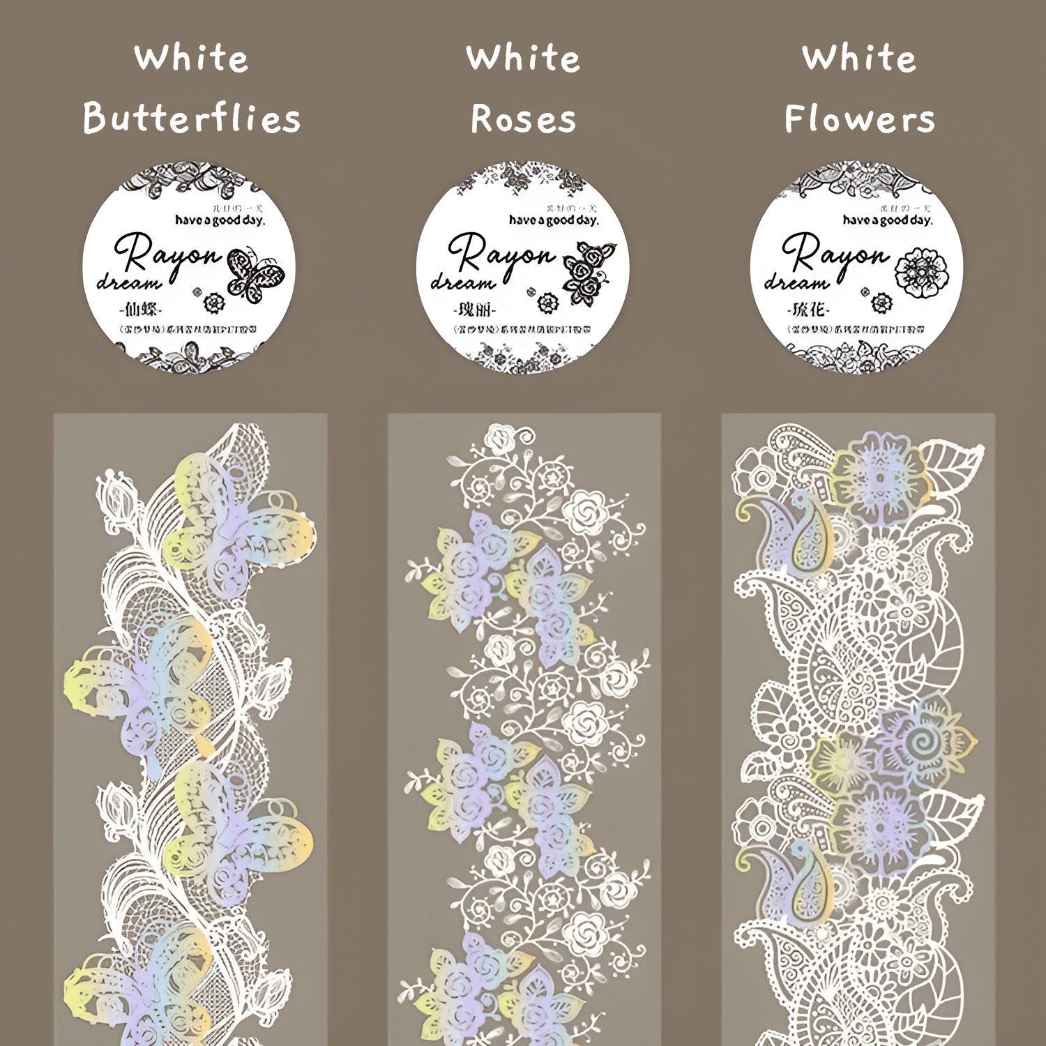 Holo Lace Pattern Clear Washi Tape
