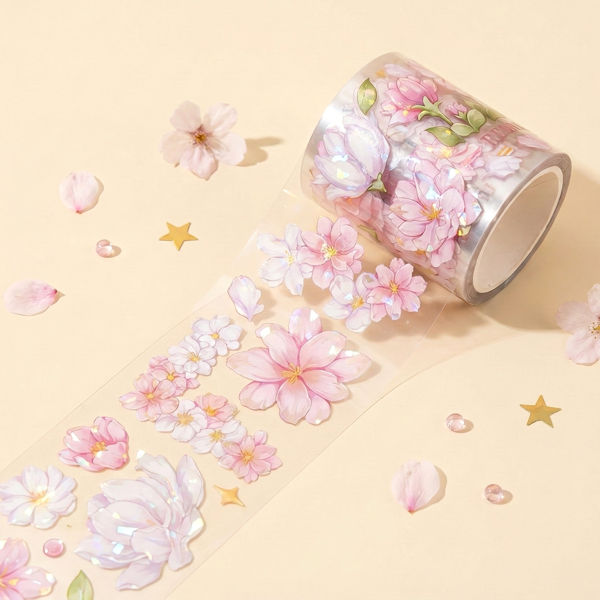 Holographic Sakura Clear Masking Tape - Extra Wide
