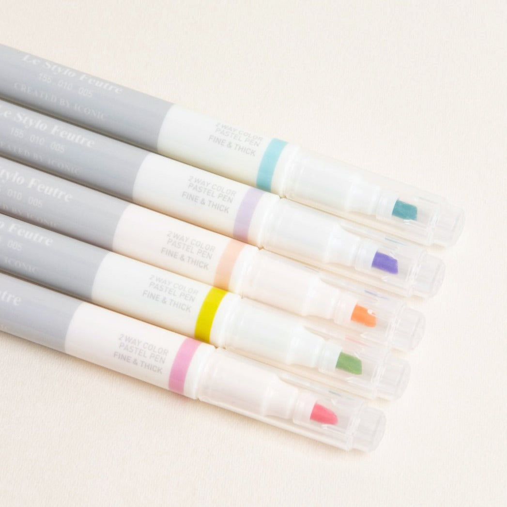 Iconic 2 Way Marker Pen Set - Pastel