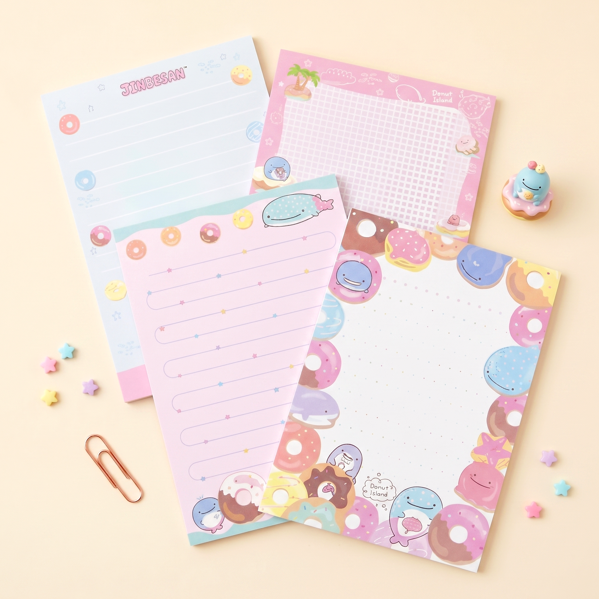 Jinbesan Donut Island Memo Pad - Pastel Friends