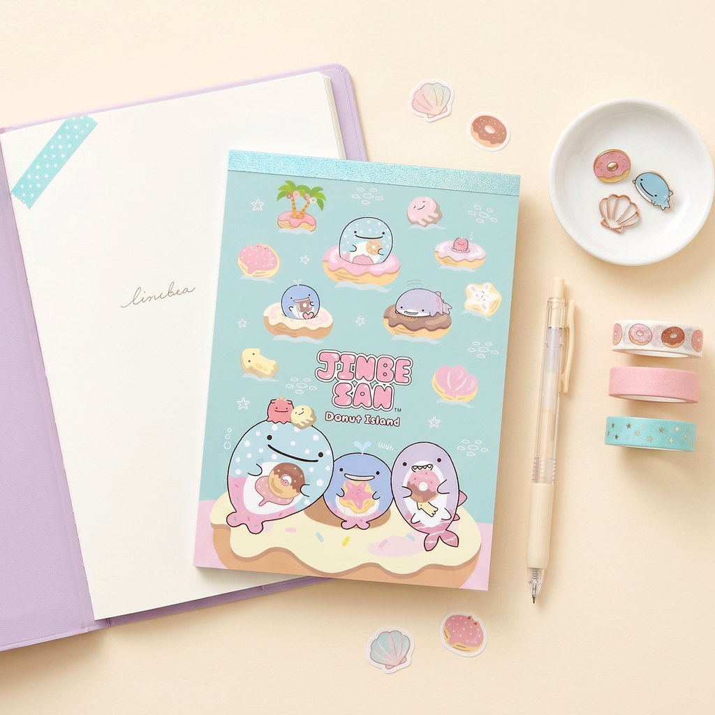 Jinbesan Donut Island Memo Pad - Pastel Friends