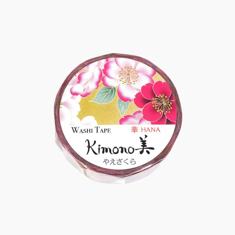 Kamiiso Kimono Series Washi Tape - Yellow Yaezakura