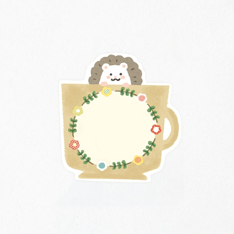 Katanuki Fusen Die-Cut Sticky Notes - Hedgehog