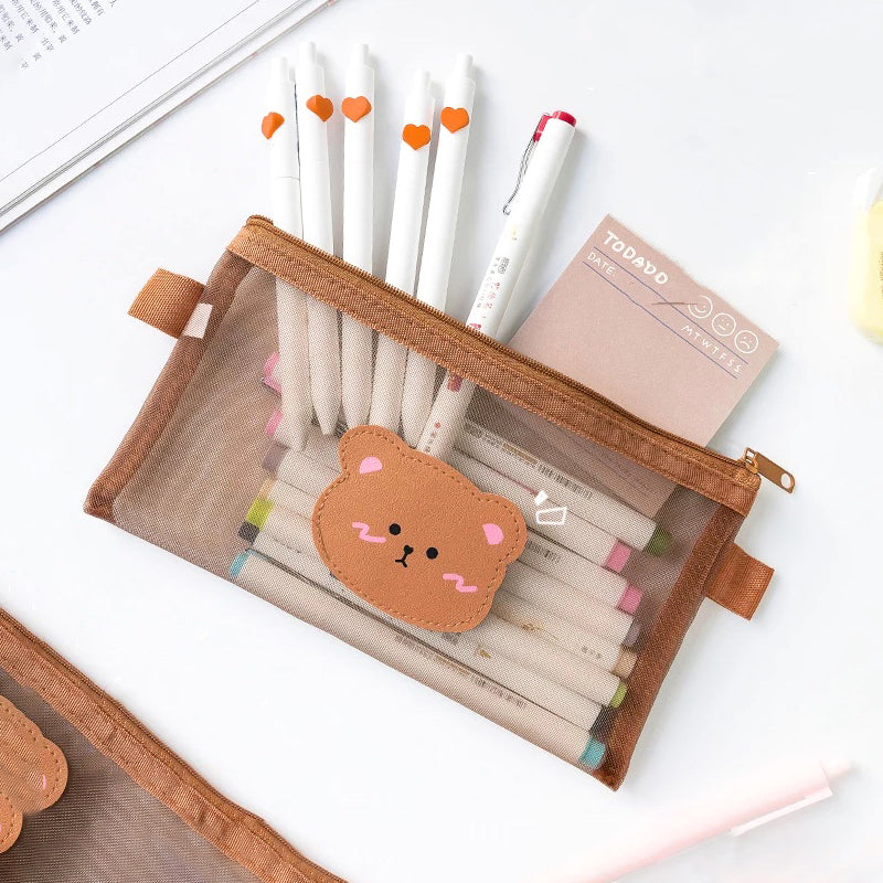 Kawaii Bear Mesh Pencil Case