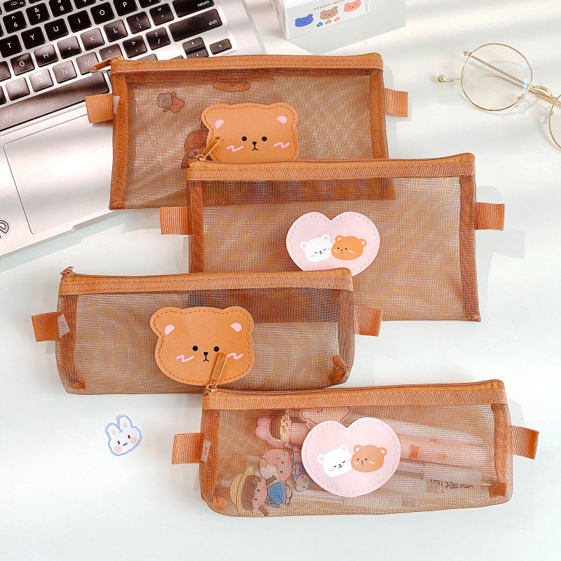Kawaii Bear Mesh Pencil Case