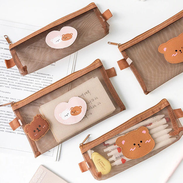 Kawaii Bear Mesh Pencil Case