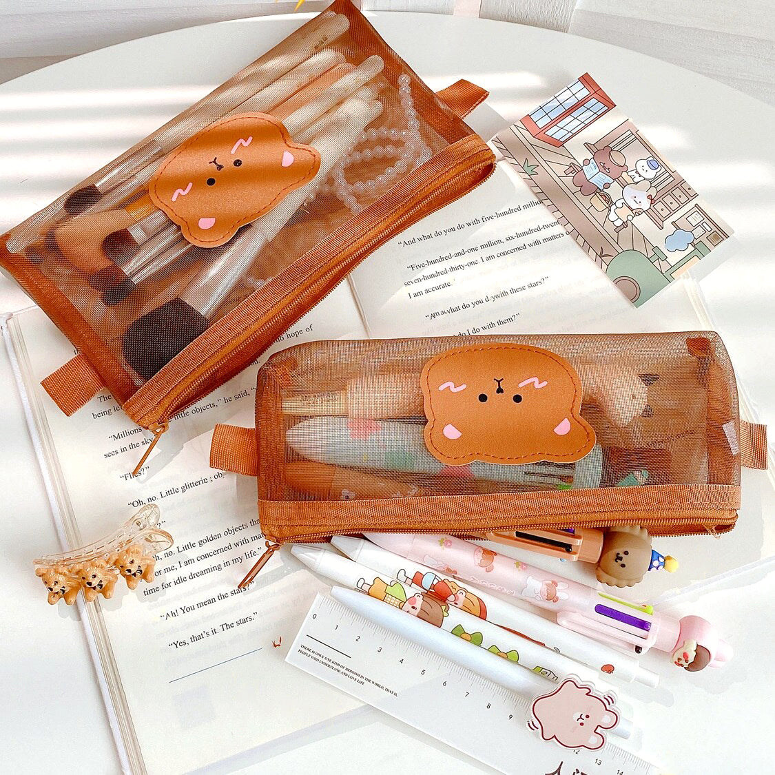 Kawaii Bear Mesh Pencil Case