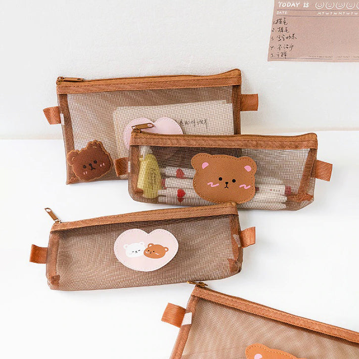 Kawaii Bear Mesh Pencil Case