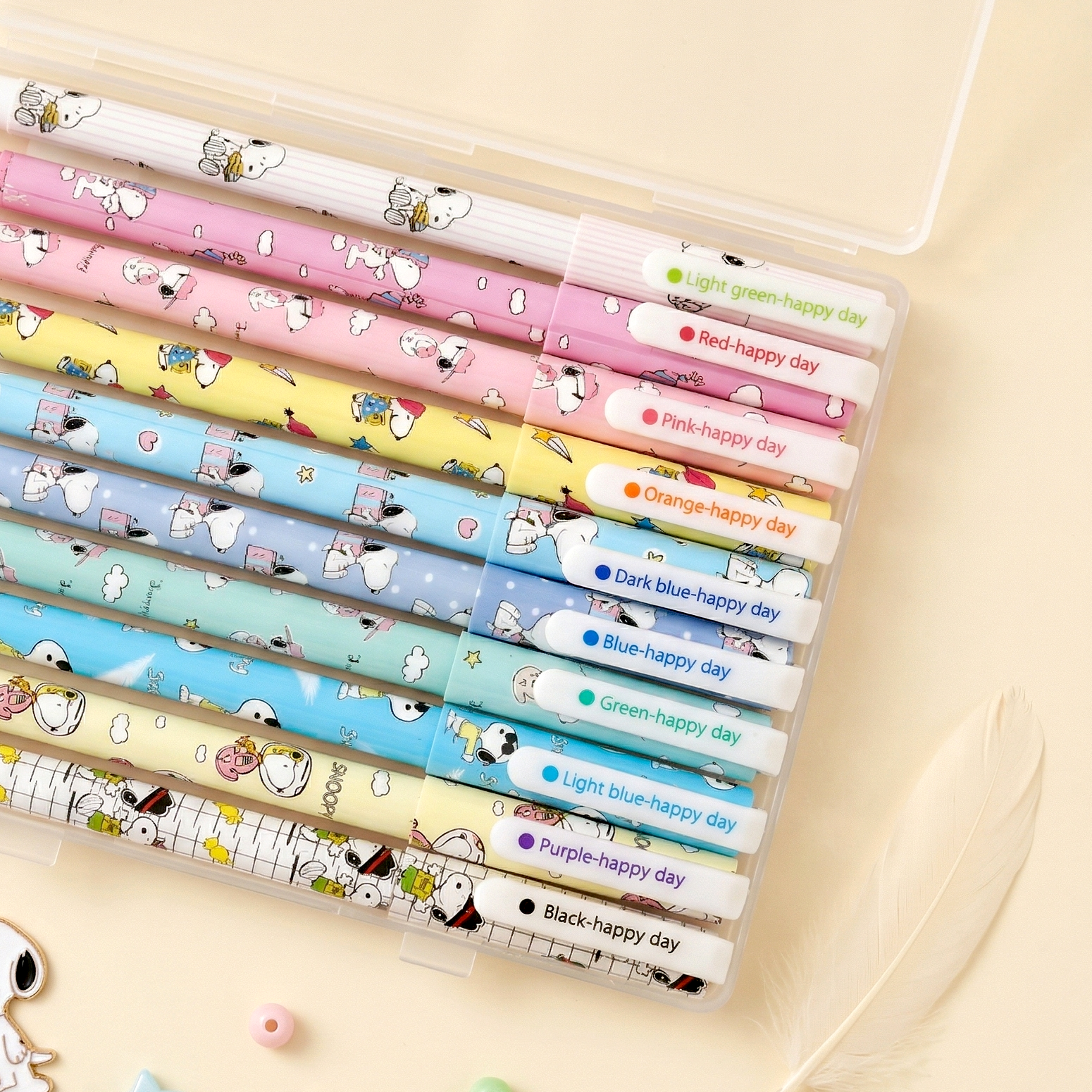 Snoopy Colored Gel Pen Set (10-Pack) - Cute Pastel Edition