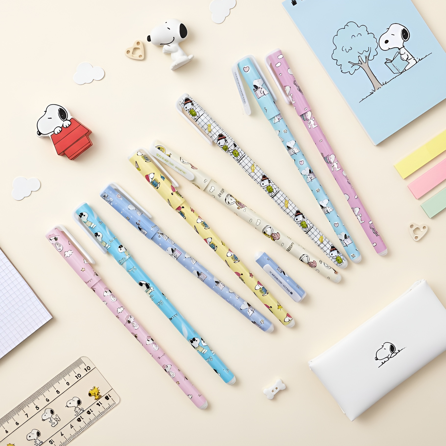 Snoopy Colored Gel Pen Set (10-Pack) - Cute Pastel Edition
