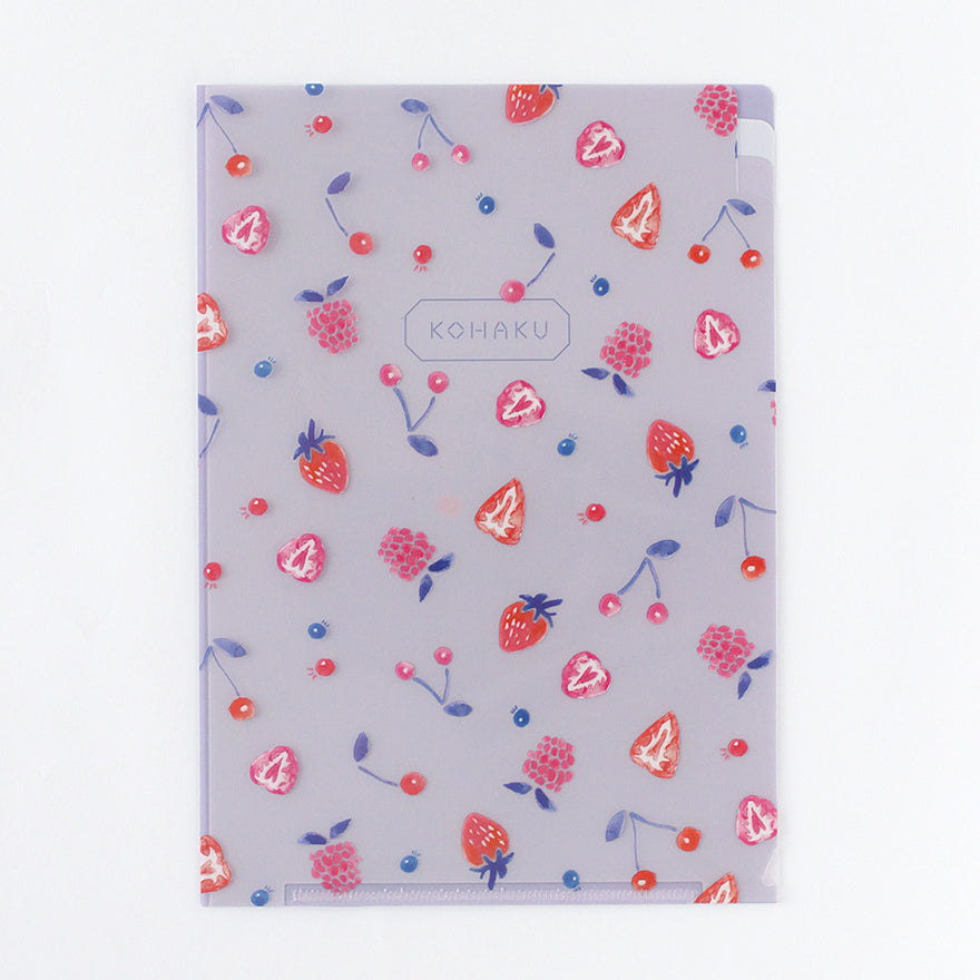 Kohaku A5 Clear Folder - 3 Pockets - Berries
