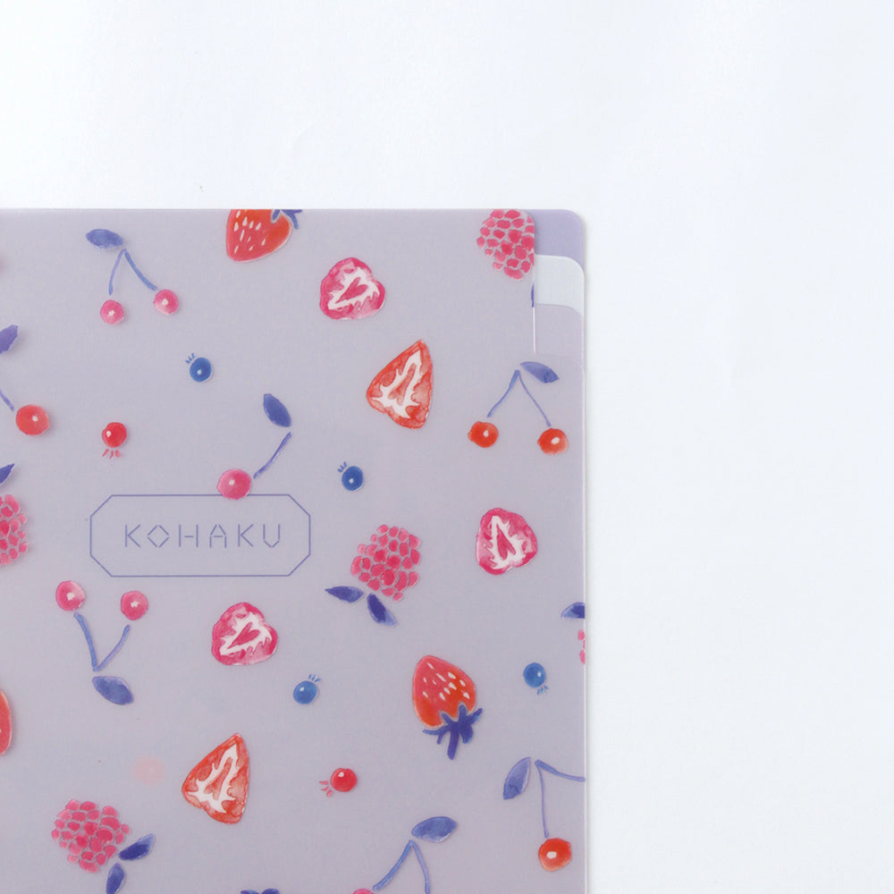 Kohaku A5 Clear Folder - 3 Pockets - Berries