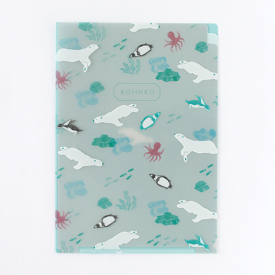 Kohaku A5 Clear Folder - 3 Pockets - Polar Animals