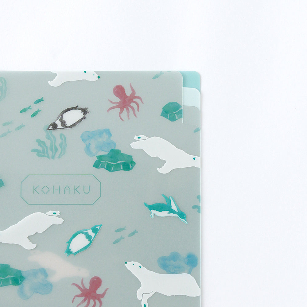 Kohaku A5 Clear Folder - 3 Pockets - Polar Animals