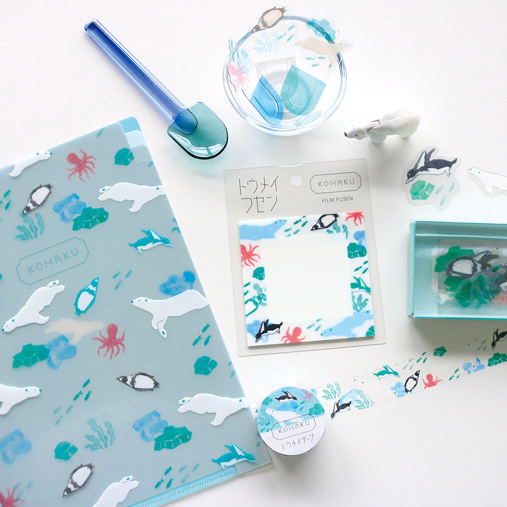 Kohaku A5 Clear Folder - 3 Pockets - Polar Animals