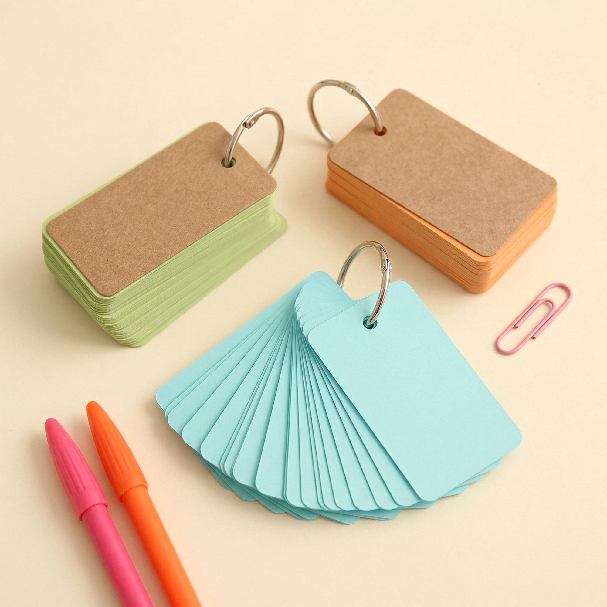 Colorful Key Ring Flashcards (7 Colors)