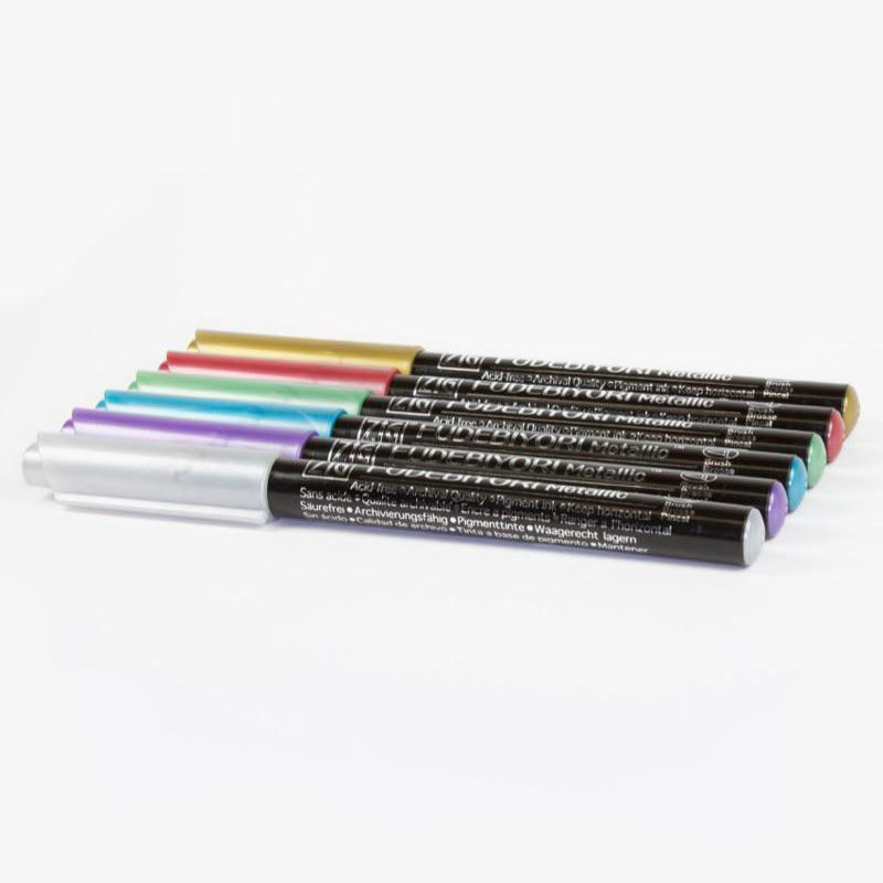 Kuretake ZIG Fudebiyori Metallic Brush Pen - 6 Color Set