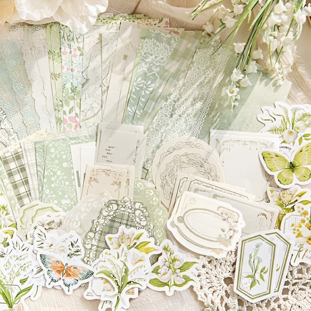 Vintage Floral Scrapbooking Kit - 100 Pieces