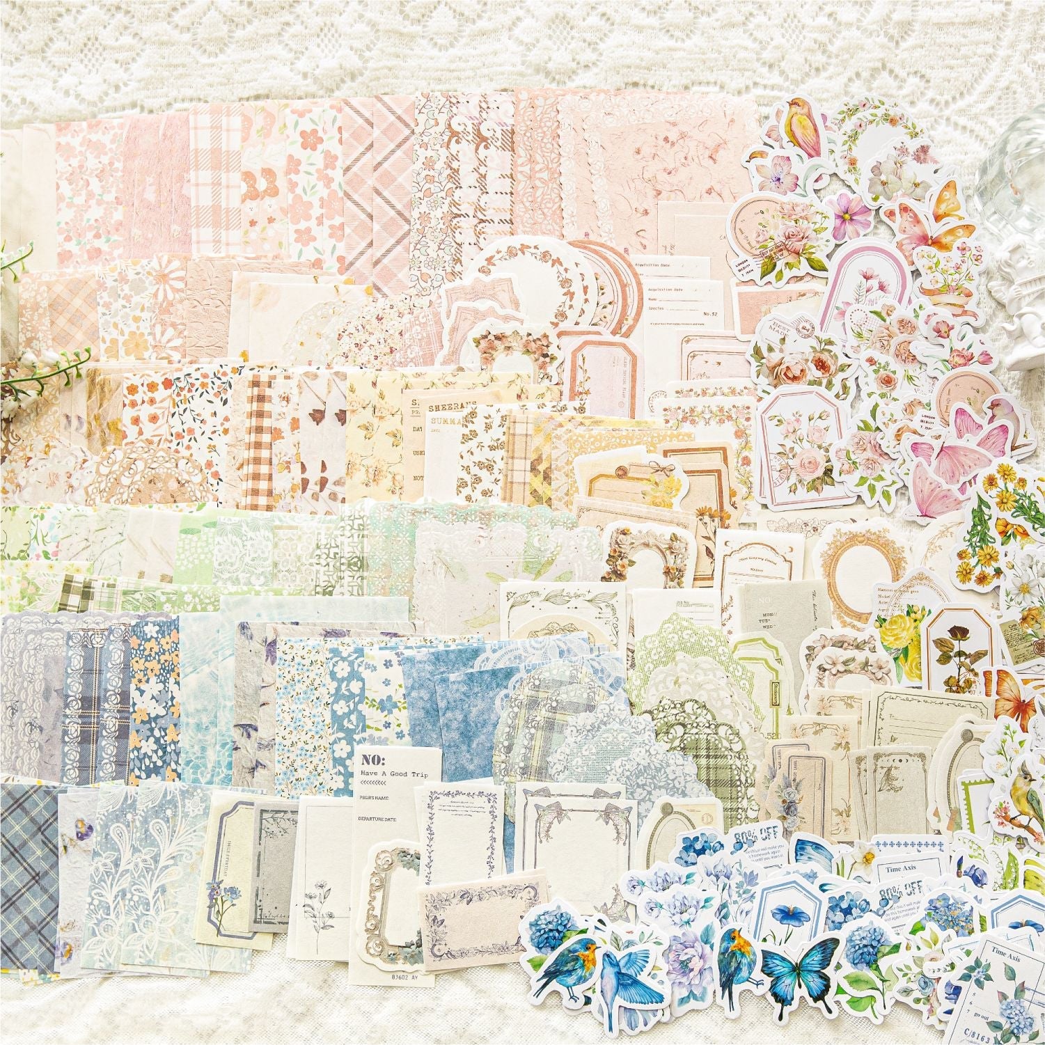 Vintage Floral Scrapbooking Kit - 100 Pieces