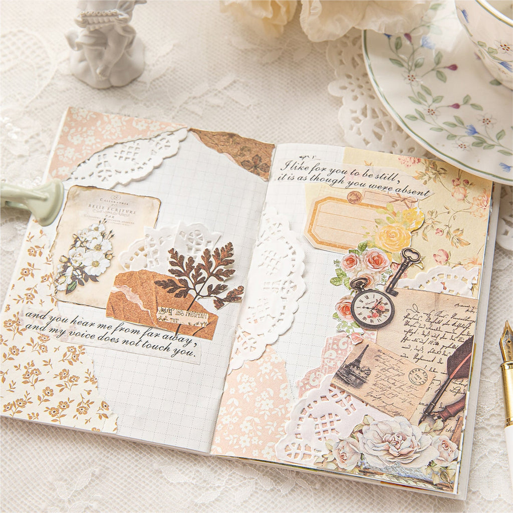 Vintage Floral Scrapbooking Kit - 100 Pieces