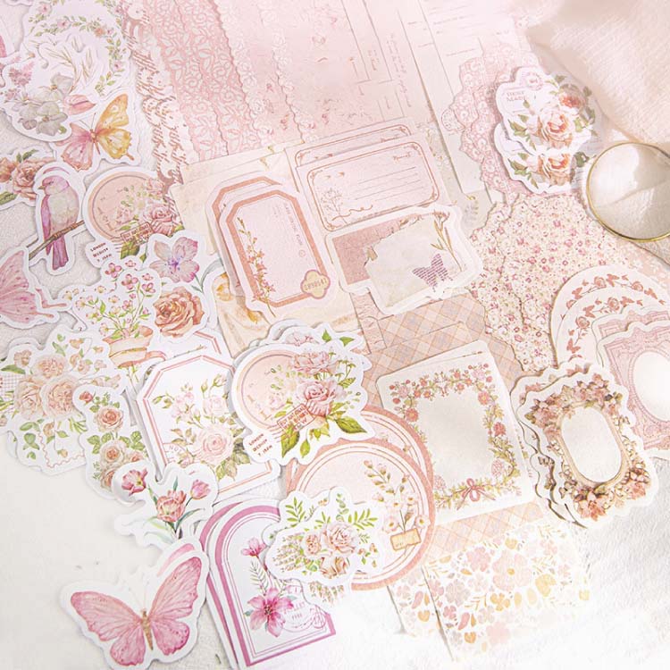 Vintage Floral Scrapbooking Kit - 100 Pieces