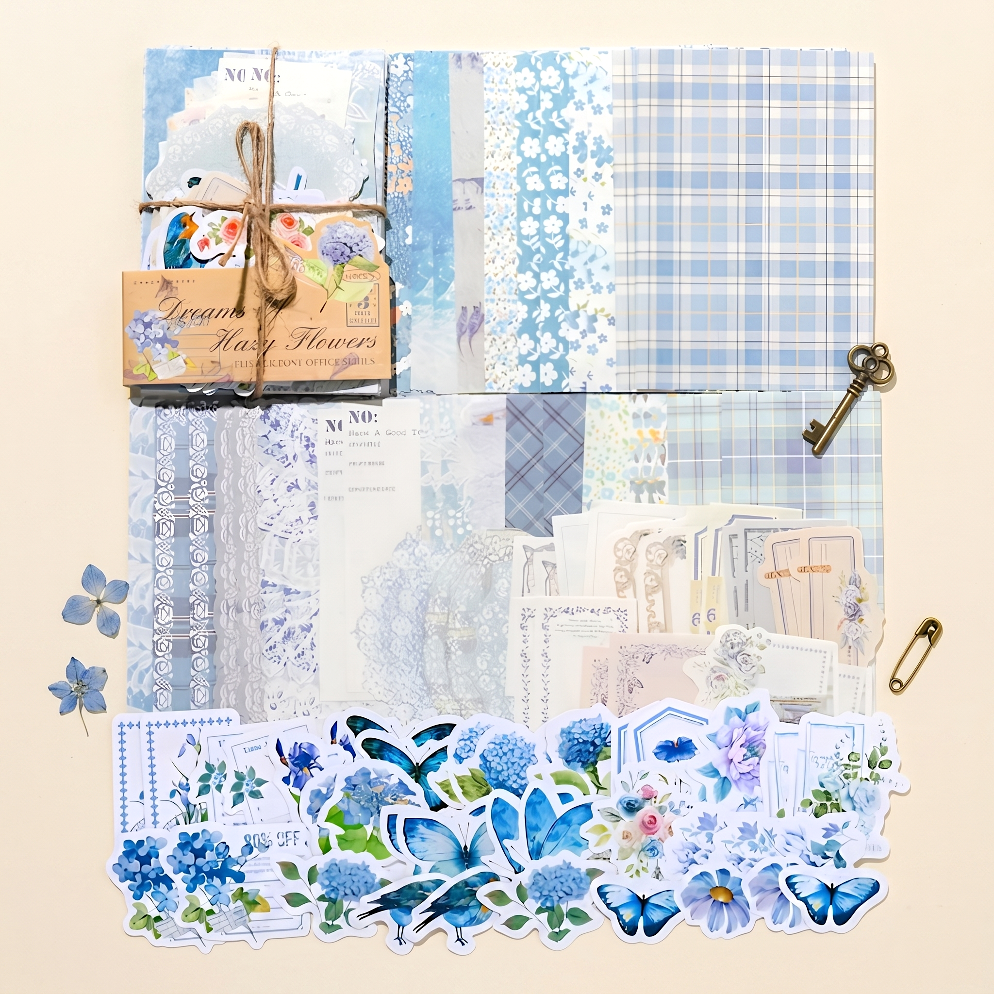 Vintage Floral Scrapbooking Kit - 100 Pieces