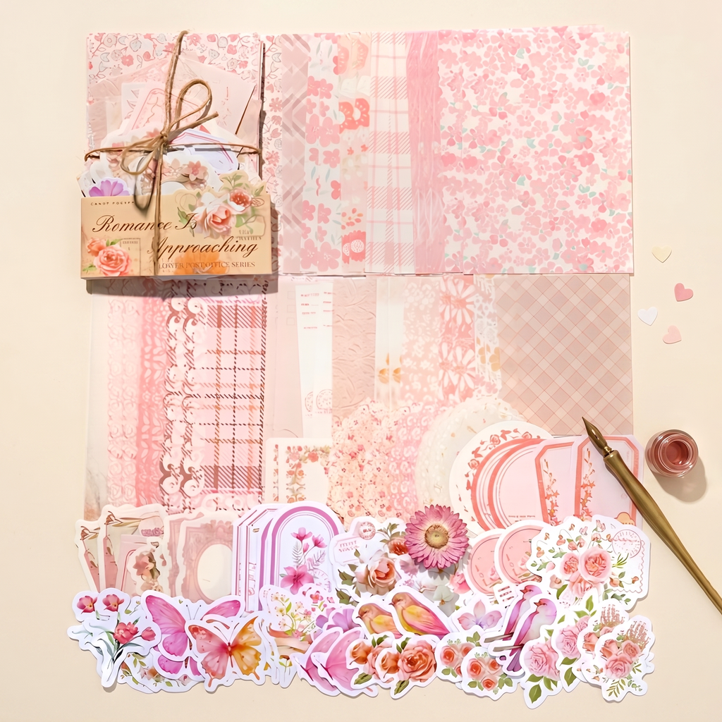 Vintage Floral Scrapbooking Kit - 100 Pieces