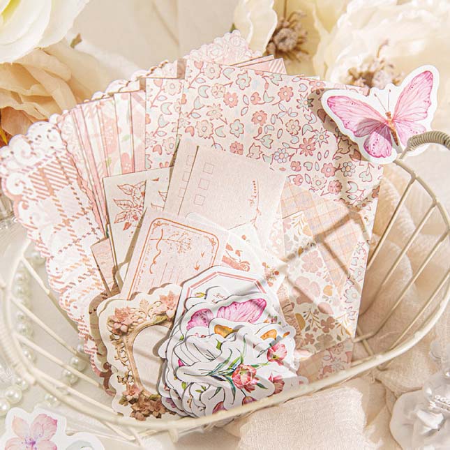 Vintage Floral Scrapbooking Kit - 100 Pieces