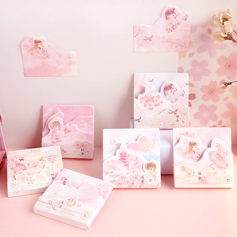 Layered Cherry Blossom Sticky Notes