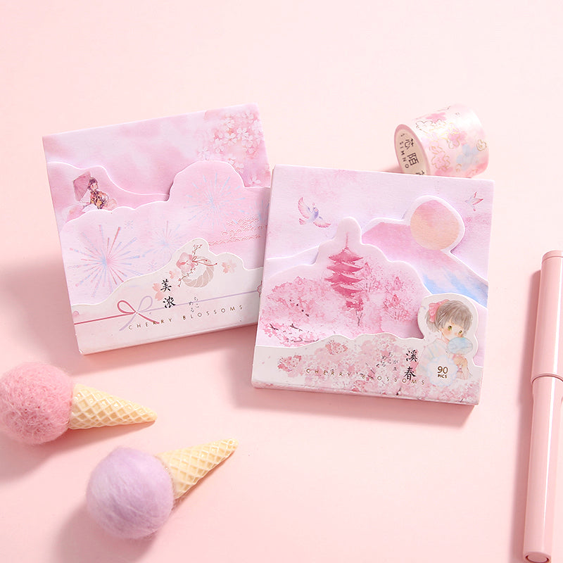 Layered Cherry Blossom Sticky Notes