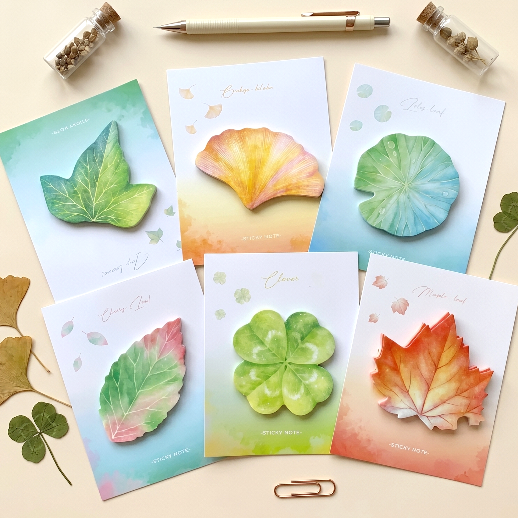 Botanical Leaf Sticky Notes